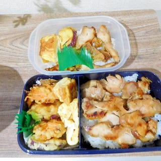 鳥照り＆天ぷら煮 の弁当